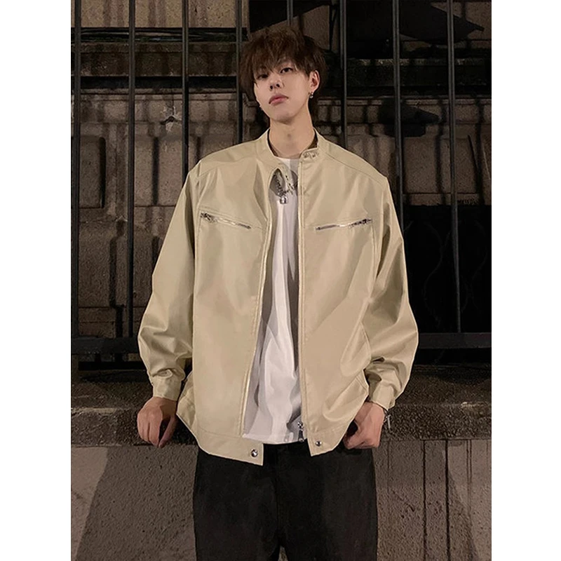 美式痞帅皮衣外套男春秋款高级感潮牌vintage机车夹克穿搭棒球服