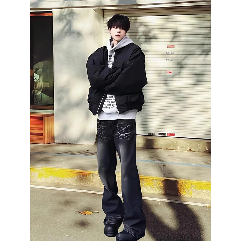 cleanfit外套男春秋季工装黑色棒球服短款美式潮牌ma1飞行员夹克