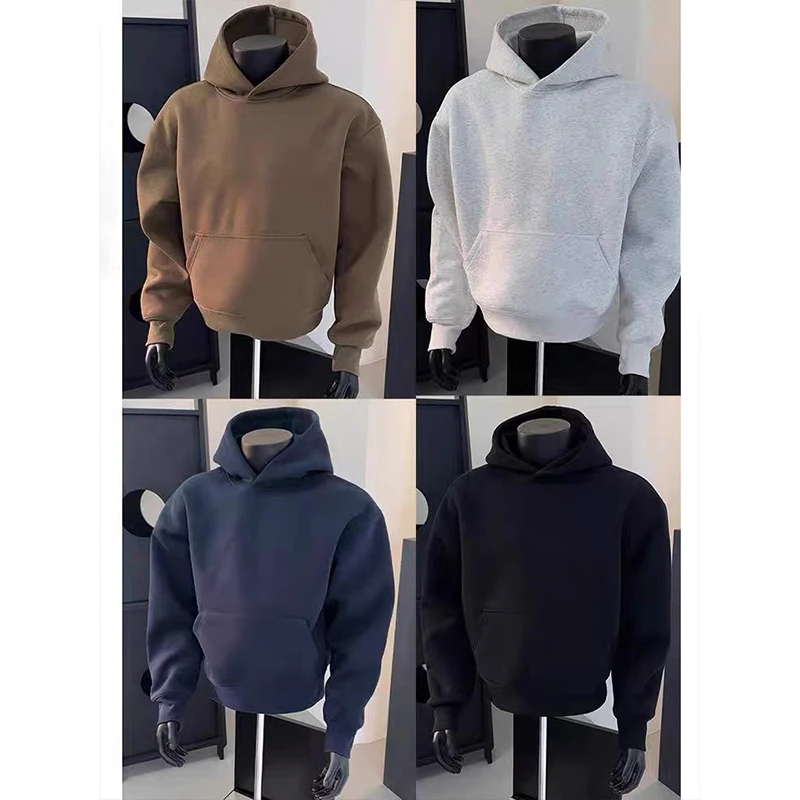 cleanfit重磅短款卫衣男款秋冬季boxy硬挺美式内搭连帽衫上衣外套