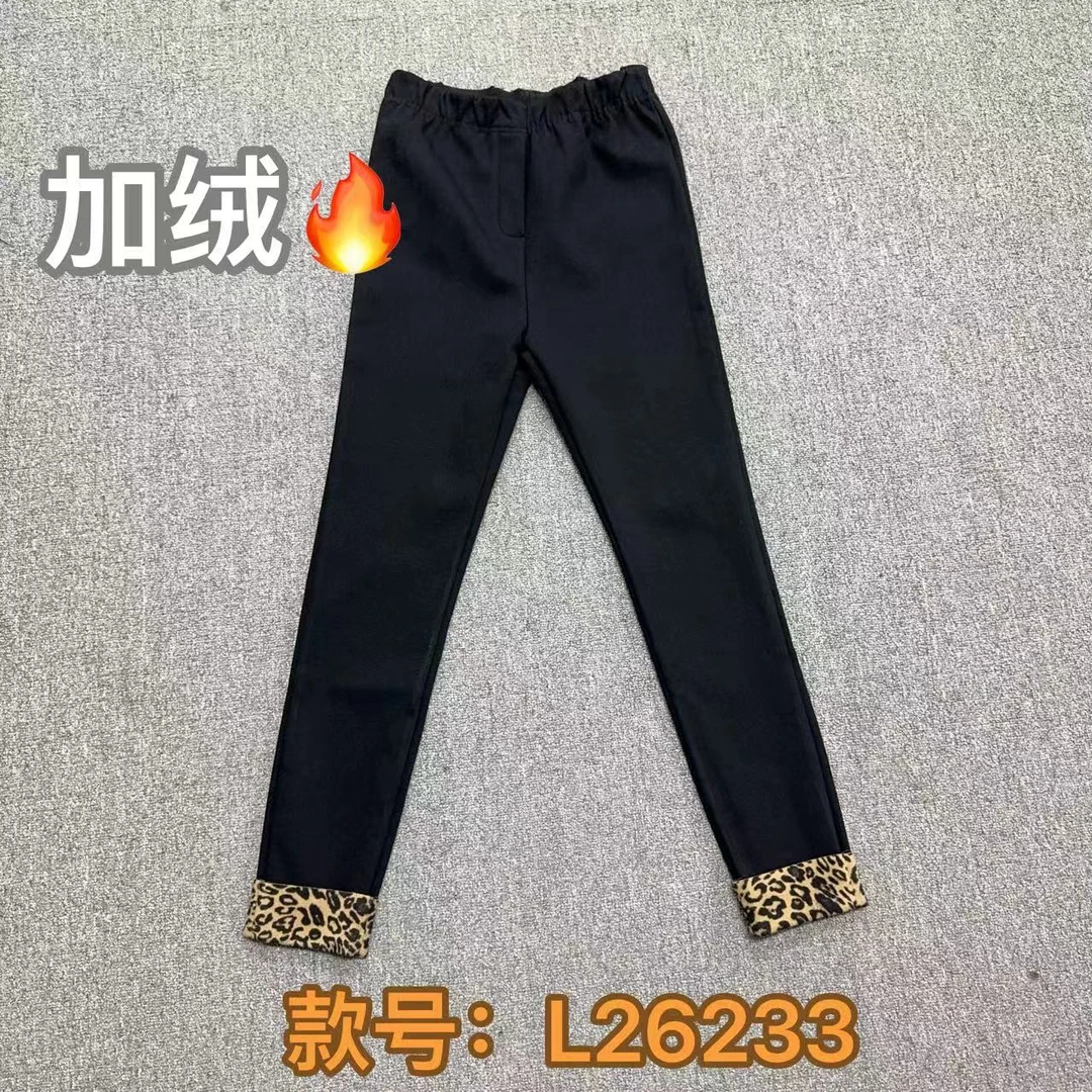 【雪儿推荐】L26233-1潮牌设计师秋冬简约时尚豹纹加绒加厚小脚裤