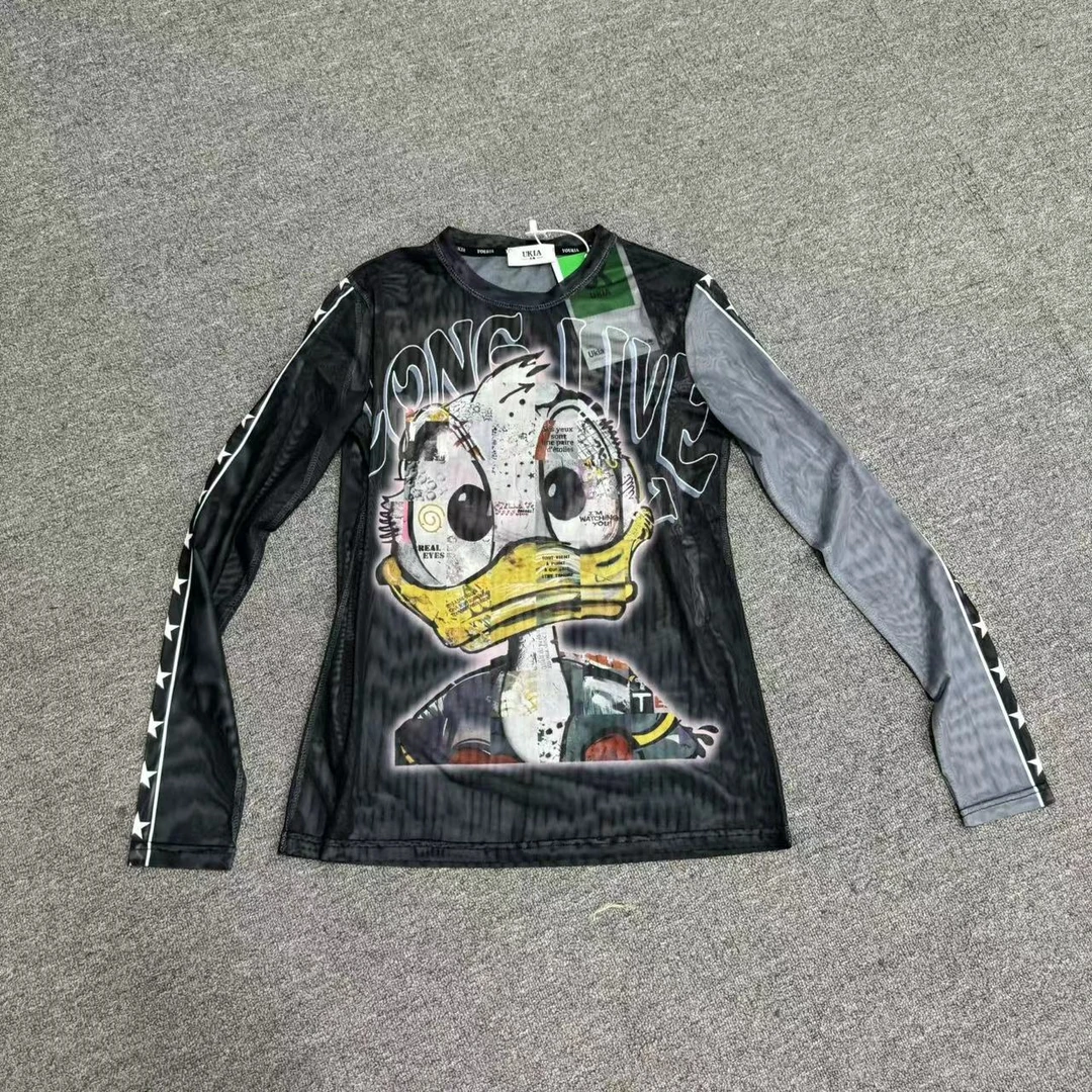 【雪儿推荐】2028潮牌设计师简约时尚夏季唐老鸭防嗮网纱上衣