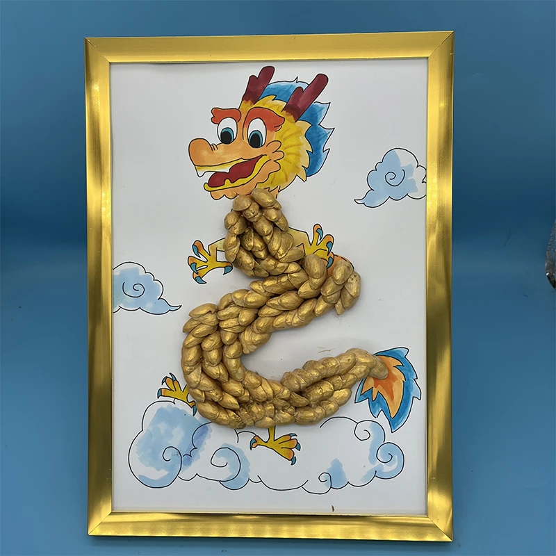 坚果壳DIY粘贴画 松子壳开心果壳核桃壳红瓜子壳 龙年果实贴画