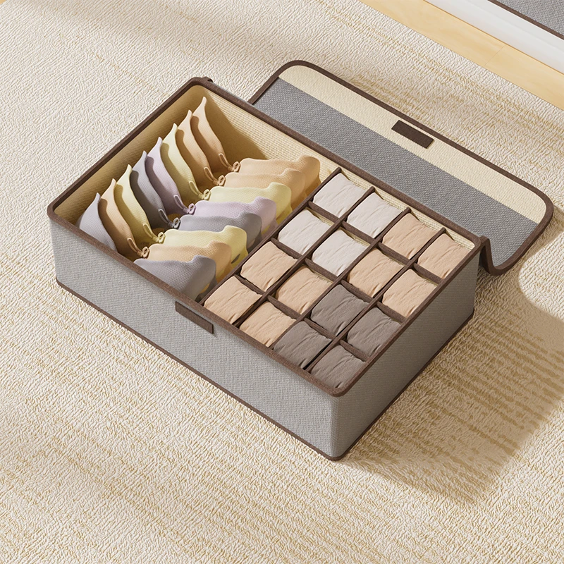 家用内衣裤分格整理箱装袜子吊带三合一神器可放衣橱带隔板收纳盒