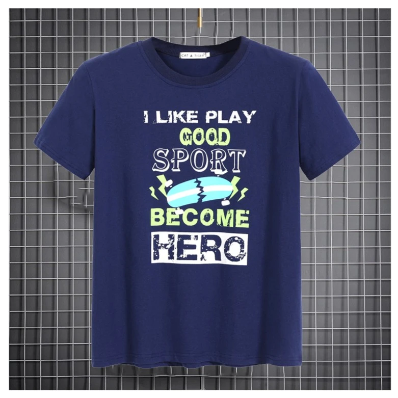 CAT&TIGER猫和老虎夏装大码宽松胖版肥棉短袖青少年小初中学生男