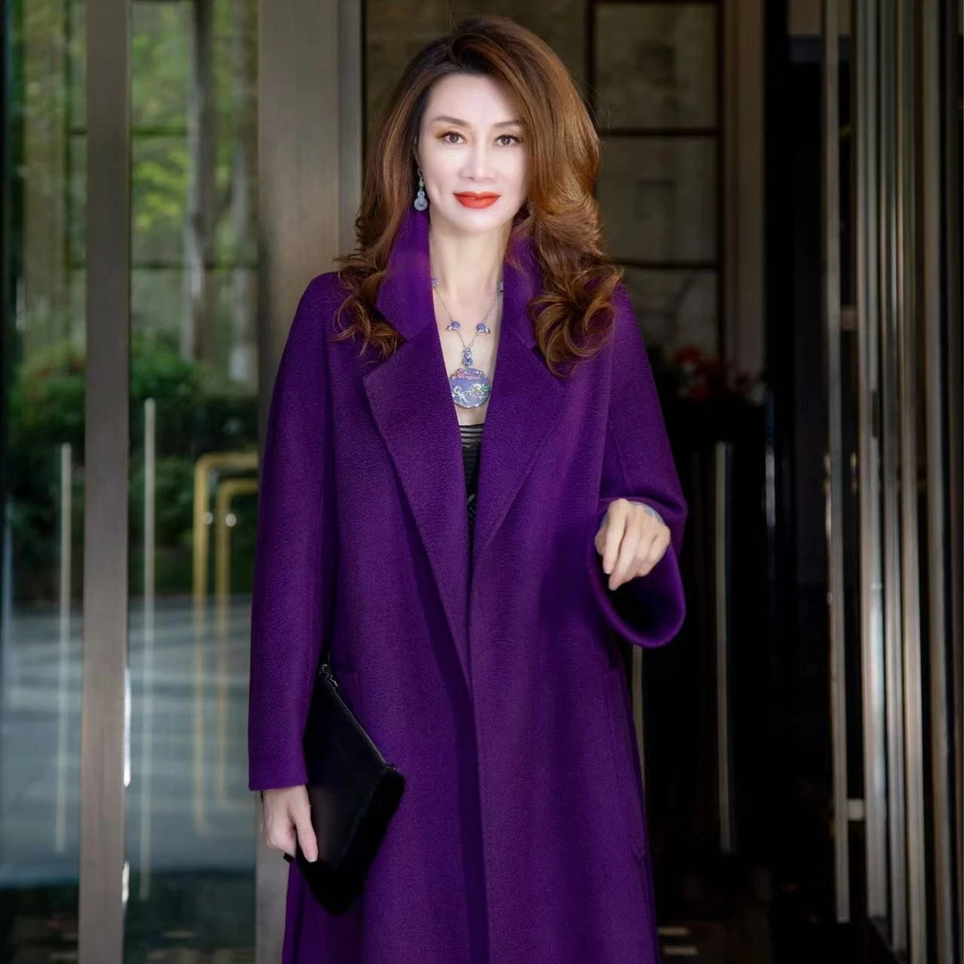 EDFNOT/杨红霞汝意BN手工缝制羊毛宽松大衣时尚秋冬中长款