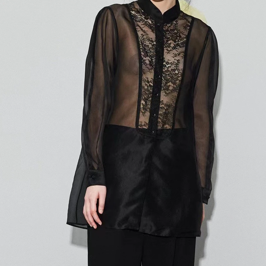 YQ蕾丝镂空衬衫优雅大气时尚经典款【高端服装定制专家】