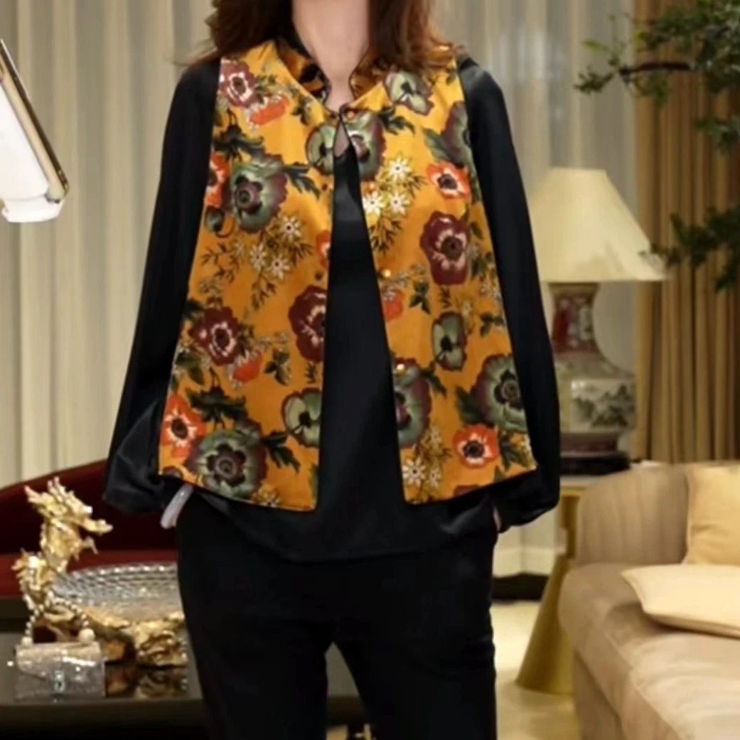 EDFNOT/杨红霞汝意JZJ芙蓉花丝绒双面穿马甲