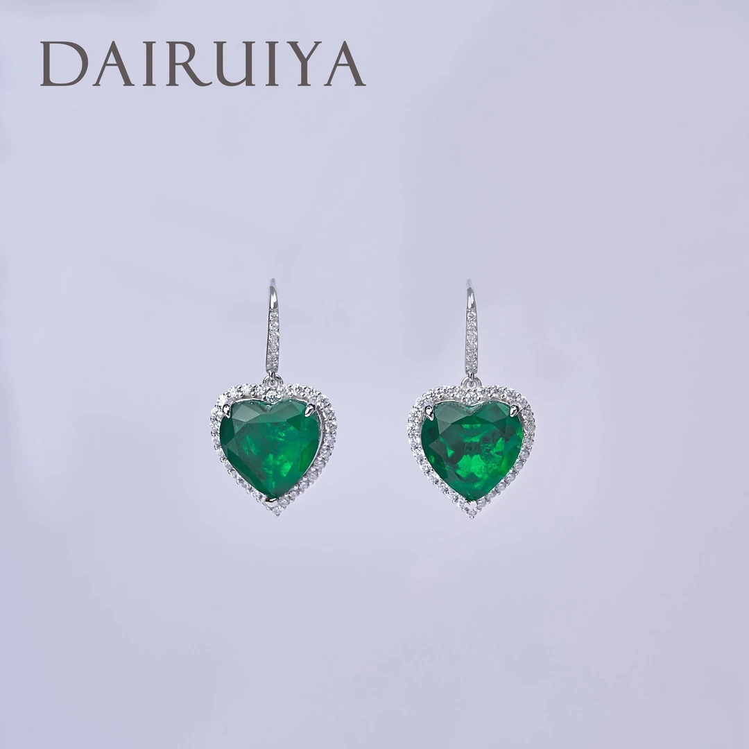 非金属合成锆石耳饰 NA绿色系培育宝石耳环