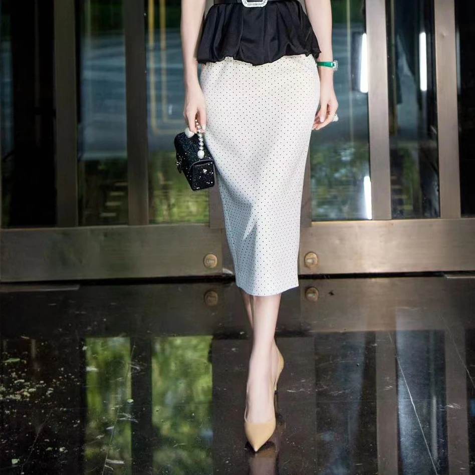 EDFNOT/杨红霞汝意HY米色波点半裙HY2342