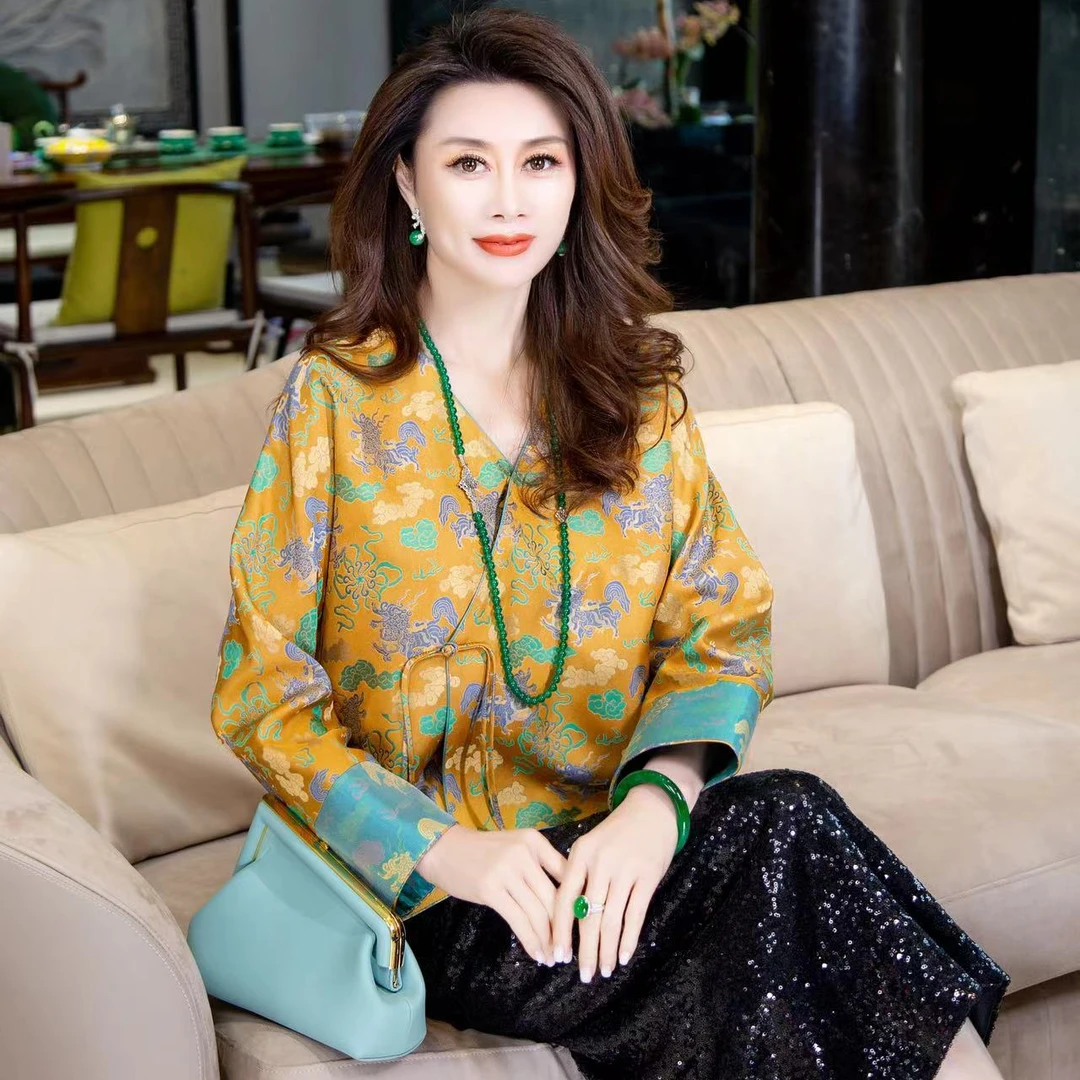 EDFNOT/杨红霞汝意WY麒麟锦缎上衣2310-7183