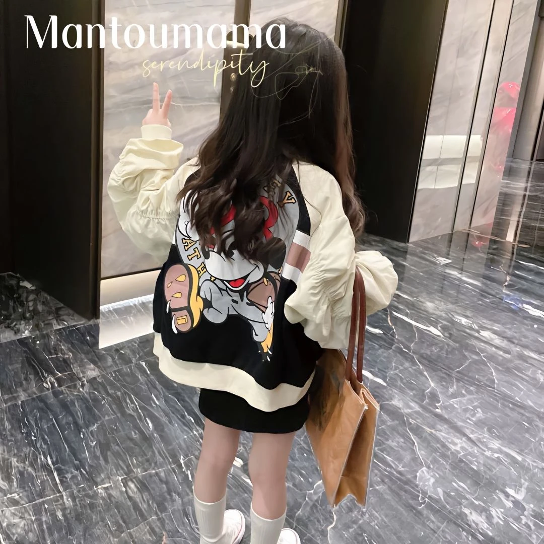 女童棒球服外套春季新款宝宝小女孩洋气宽松可爱外套儿童时尚休闲