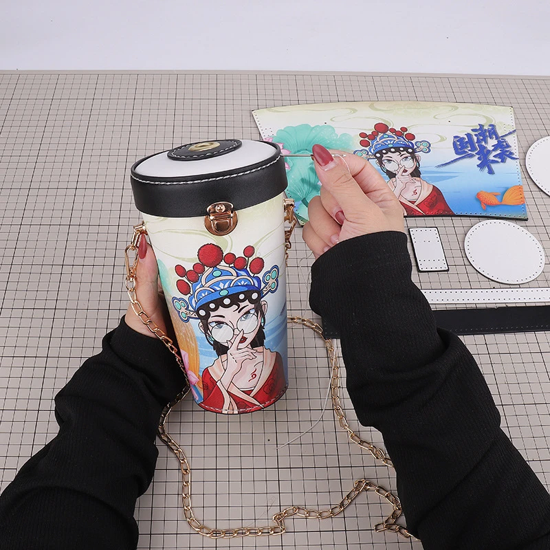 奶茶杯手工编织包包新款国潮风自制diy材料包单肩斜挎包闺蜜包