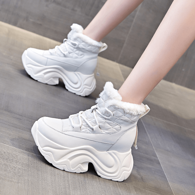 增高9cm马丁靴女短靴2023冬季新时尚加绒加厚休闲棉鞋厚底雪地靴