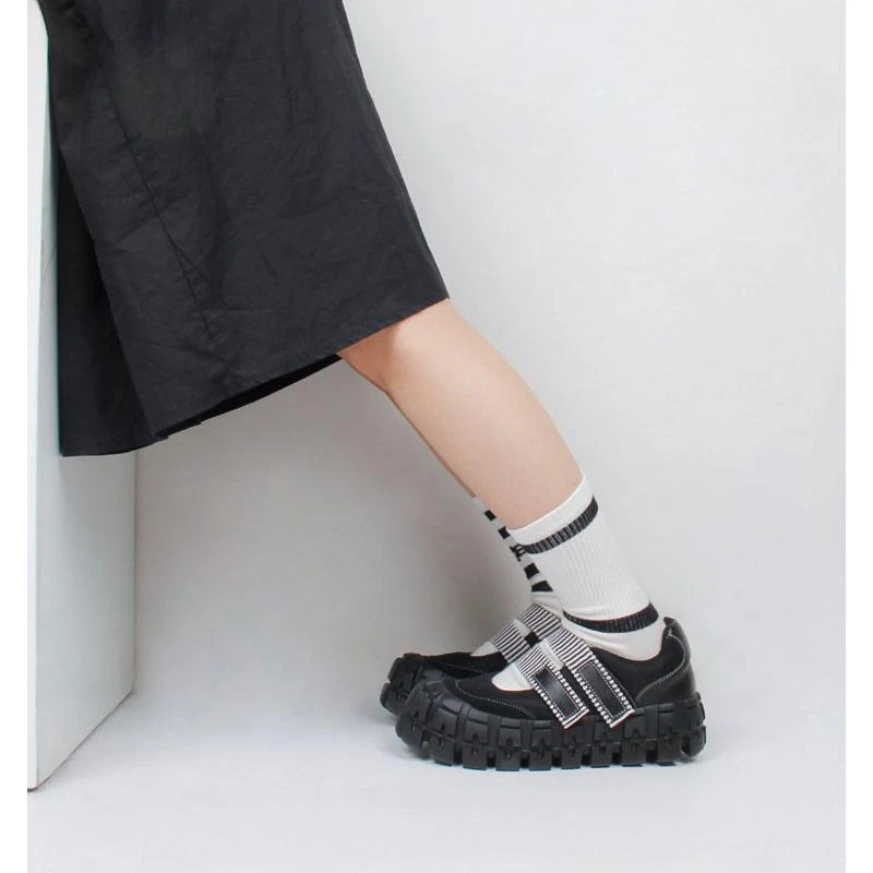 enqo2022原创玛丽珍鞋女日系魔术贴厚底鞋设计感黑色小众单鞋女鞋