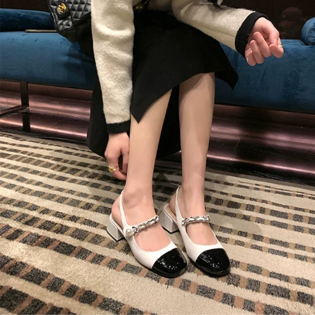 依思Q乐福鞋百搭春季新款女鞋英伦风小皮鞋粗跟增高厚底气质单鞋