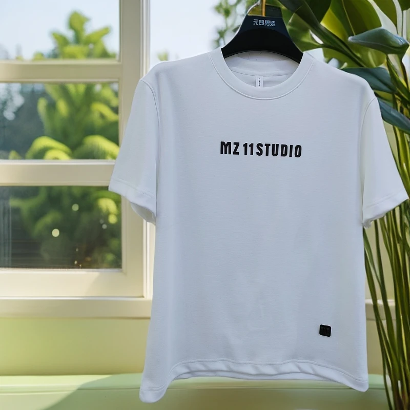 元郎男装秋冬季男士加厚半袖轻奢时尚休闲百搭宽松圆领潮流简约