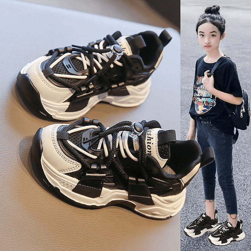 春秋女童休闲运动鞋2023新款儿童鞋网面老爹鞋中大童透气男童跑鞋