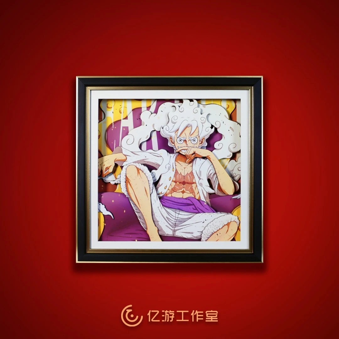 太阳神尼卡路飞海贼王3D动漫立体画手工挂画工艺画桌搭摆件卧室3d