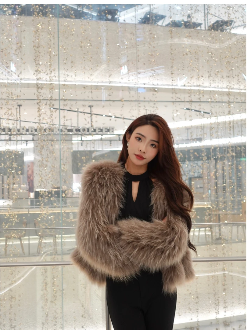 【嘉嘉专属】50衣长双面编织貉子毛加密加厚皮草外套