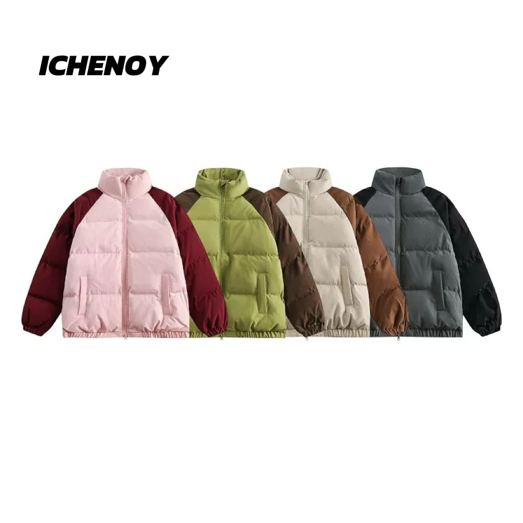 【无惧】学院风插肩袖拼色棉衣男女冬季加厚保暖立领面包服