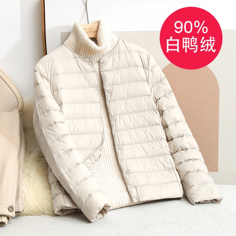 轻薄羽绒服女内胆2025年新款冬季圆领内胆内穿内搭大码V领短外套