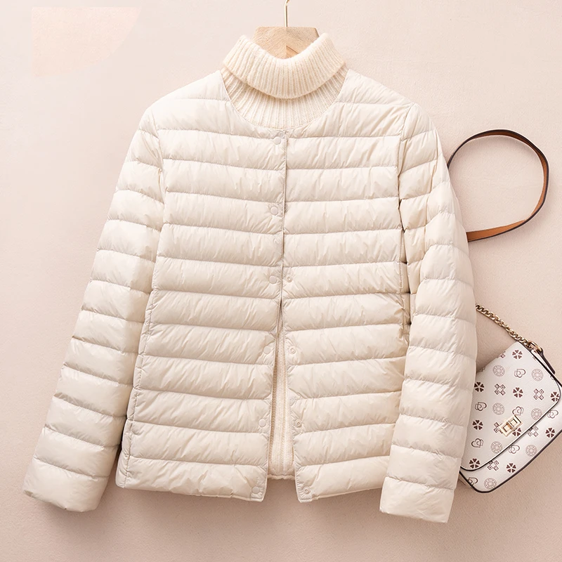 90绒泡芙云朵轻薄羽绒服圆领内胆短款新款薄款冬无领大码保暖外套