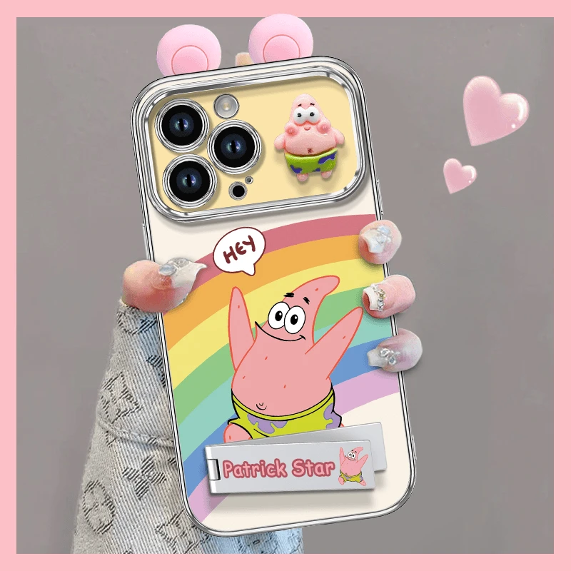 彩虹海绵宝宝适用苹果VIVO华为OPPO小米电镀大视窗iPhone15手机壳