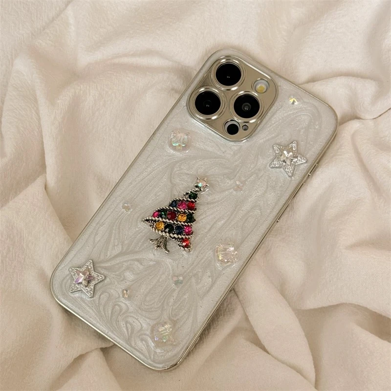 立体滴胶圣诞树适用苹果16promax手机壳小众iphone15电镀14个性13