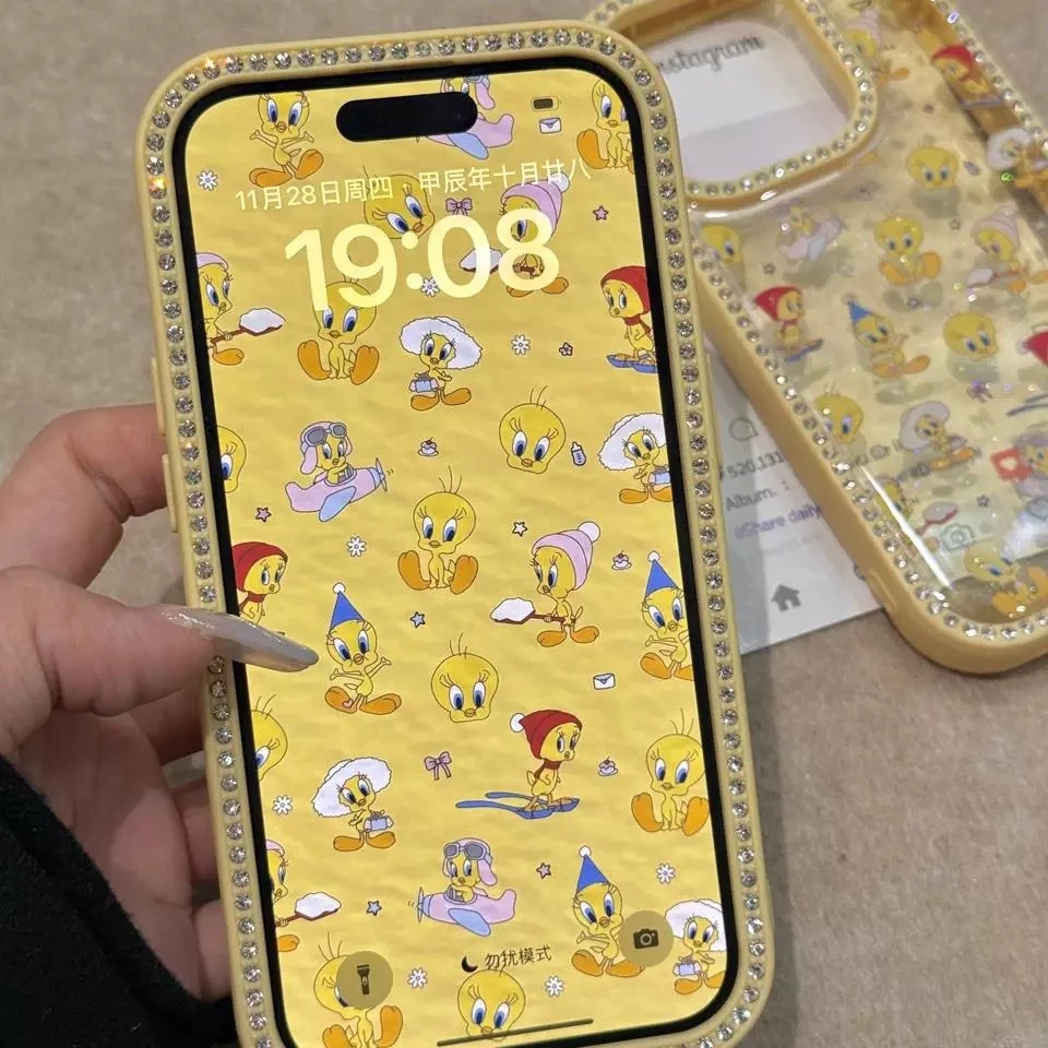 闪钻边框崔弟小怪兽适用苹果16promax手机壳iphone15新款14高级感