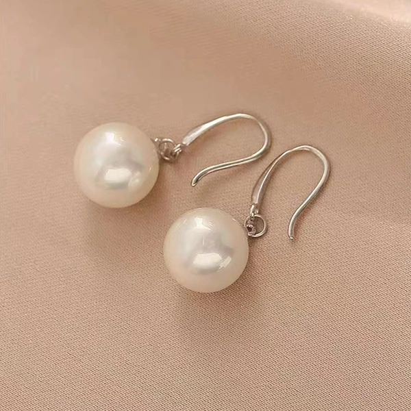 【白珠耳钩10-11mm】S925银 淡水珍珠耳钩 X934
