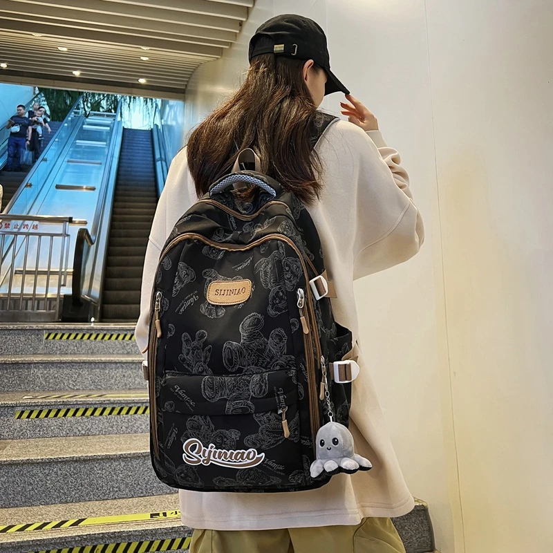 学生书包女生大容量双肩包户外挎包休闲简约百搭小众设计旅行背包