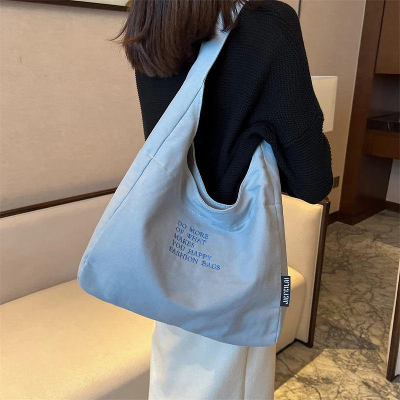 慵懒风包包百搭环保女新款帆布包包单肩包腋下包托特包布包休闲包