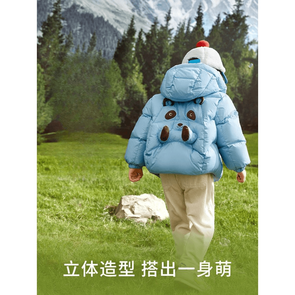 背背熊捏捏乐造型羽绒服2024冬季加厚有响声的童装