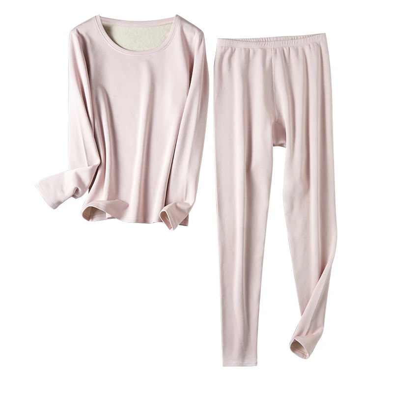 内里100%真丝拉绒女士保暖内衣套 桑蚕丝贴肤柔软无痕秋衣秋裤