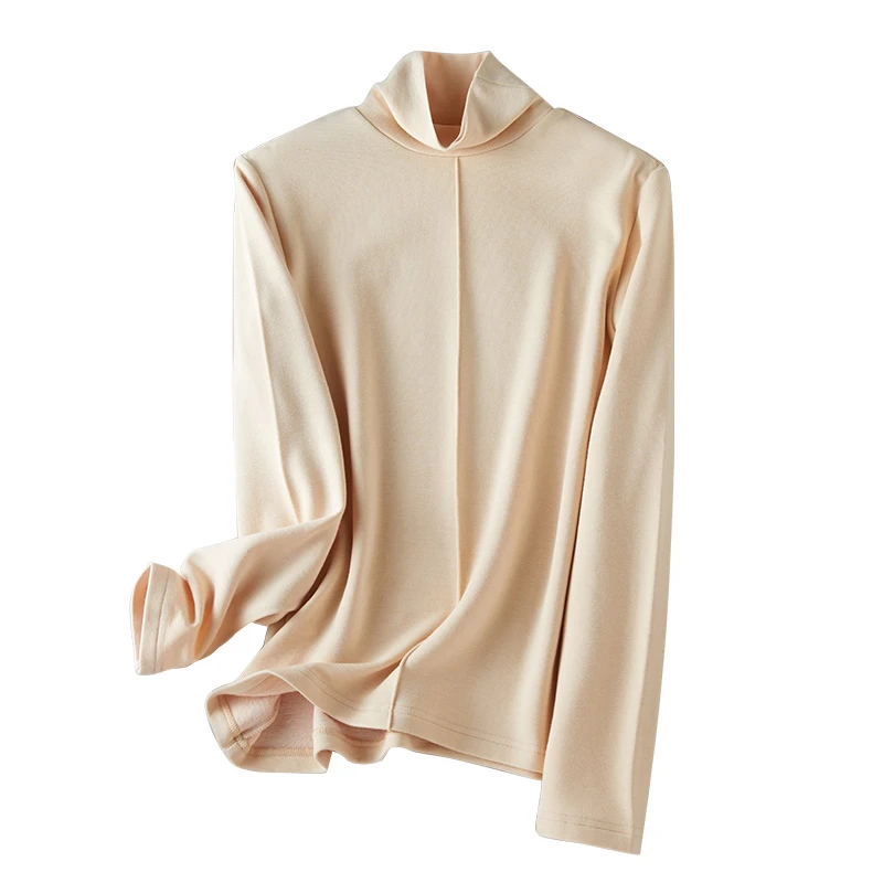 绒面100%桑蚕丝打底衫 亲肤舒适温暖高领真丝拉绒保暖上衣不紧绷