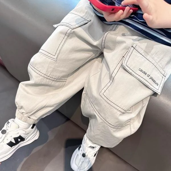 帅气百搭~~男童韩版束脚工装裤2024春秋新款儿童洋气宽松休闲长裤