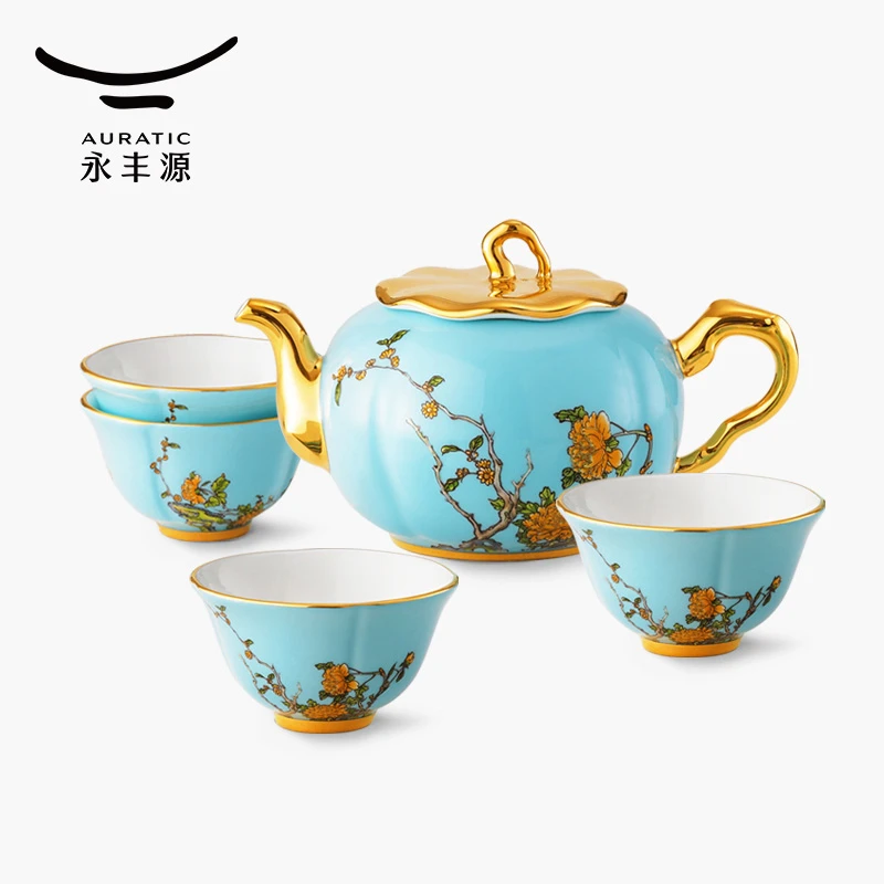 永丰源【直播】夫人瓷西湖蓝6头茶具 陶瓷礼盒包装