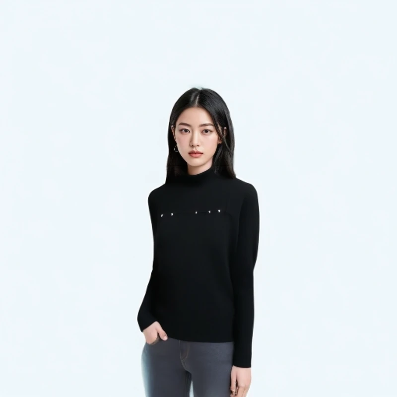 大衣内搭女针织衫女秋装上衣显瘦时尚半高领套头秋冬针织长袖百搭