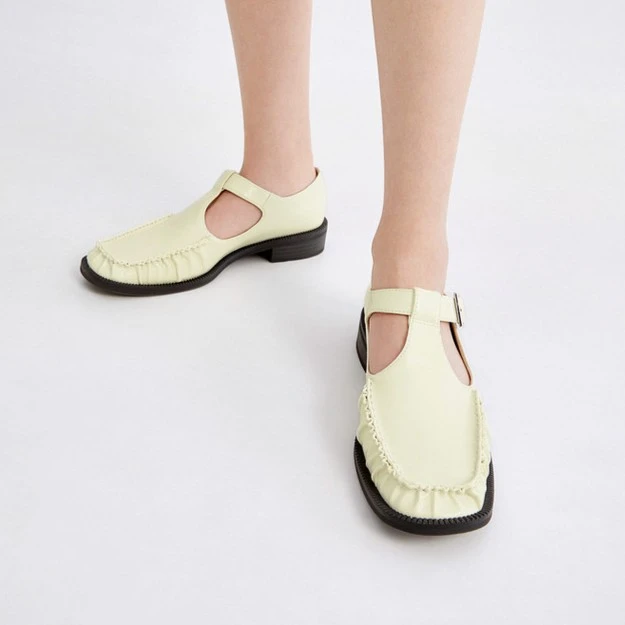 CHARLES&KEITH女士褶皱低跟单鞋T字带玛丽珍经典 CK1-70380950