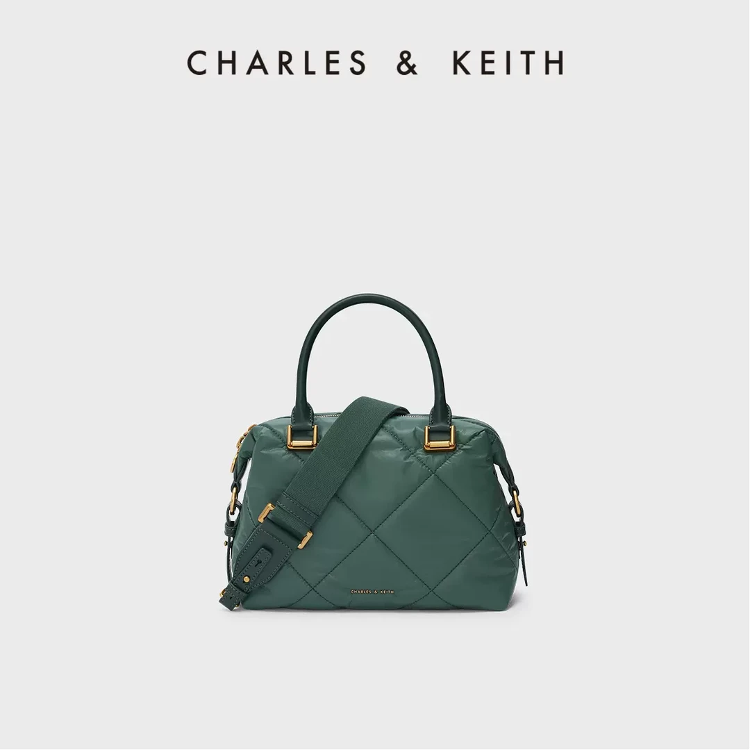 CHARLES & KEITH女士手提菱格时尚单肩包经典波士顿包30781554