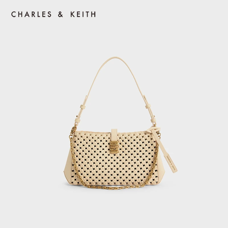 CHARLES&KEITH女士金属扣饰链条腋下包单肩包CK2-20671388【原】