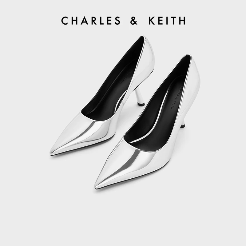 CHARLES & KEITH女士气质新年系列尖头漆皮高跟鞋 CK1-60280417