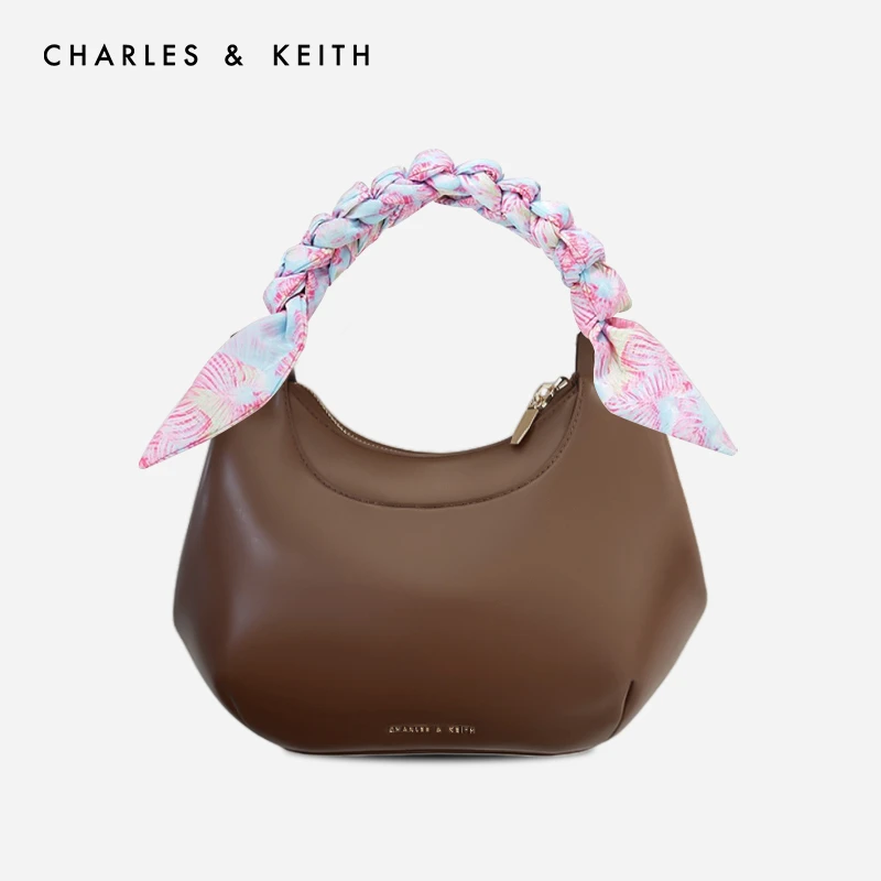 CHARLES & KEITH女士时尚斜挎单肩包丝巾手提饰异形包女80270873