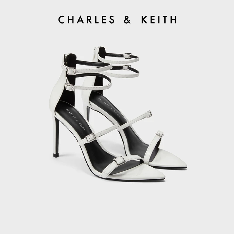 CHARLES & KEITH夏季百搭气质腕带露趾超模细高跟凉鞋60280394