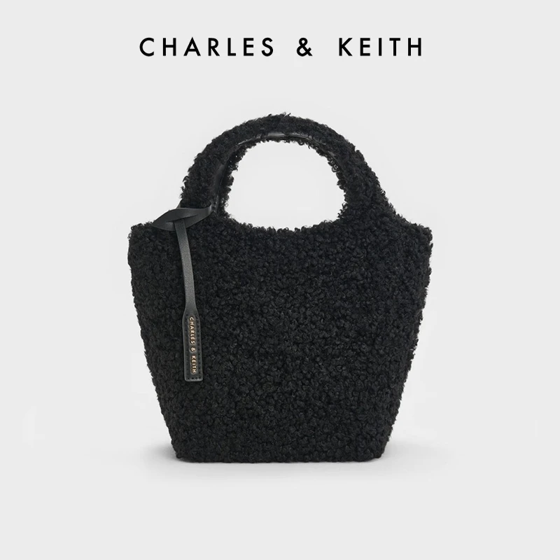 CHARLES & KEITH秋冬毛绒手提单肩托特菜篮子包女CK2-51220011-1