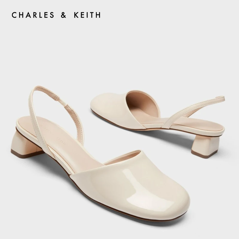 CHARLES&KEITH方根中跟圆头凉鞋高跟鞋浅口仙女风鞋CK1-61720088