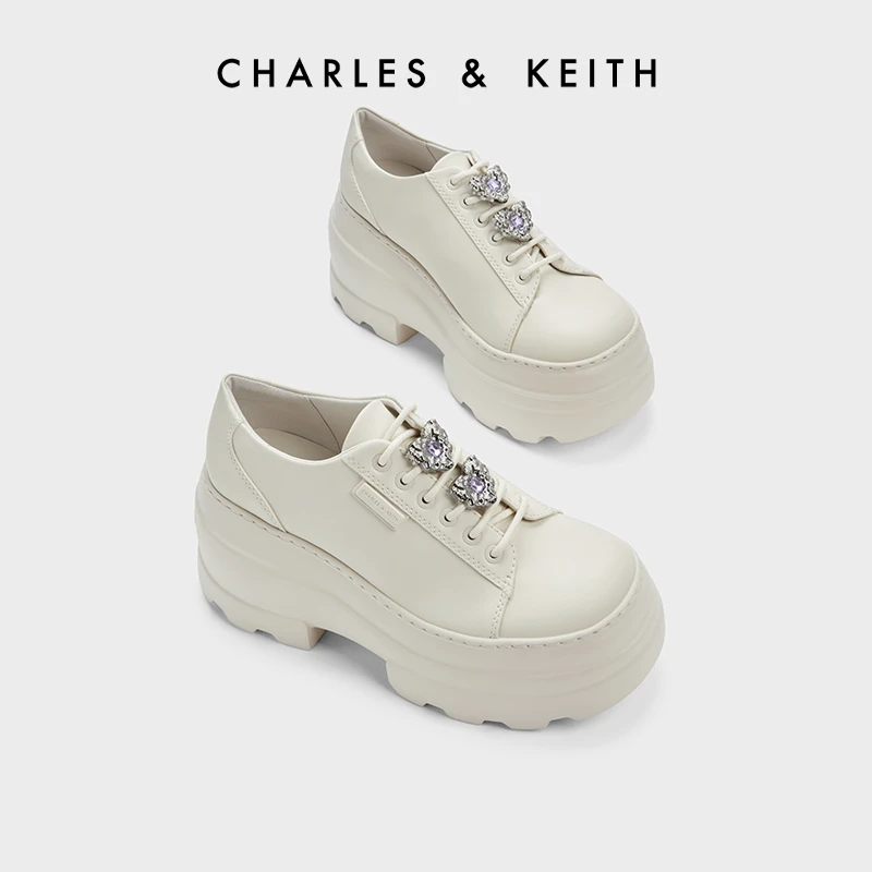 CHARLES & KEITH松糕厚底系带粗跟乐福德比鞋女 CK1-70920134