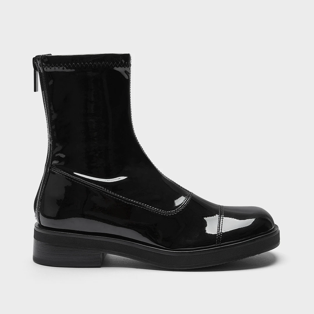 时尚百搭女士后拉链设计休闲短靴气质英伦风靴子鞋CK1-90920094