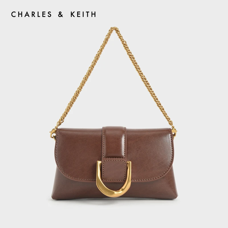 CHARLES & KEITH女士时尚百搭斜挎包单肩马蹄扣腰包CK2-80701096