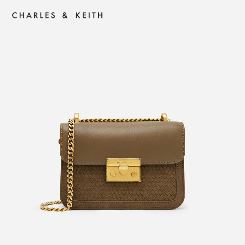 CHARLES & KEITH女士编织链条斜挎单肩小方包【原】CK2-80701088-4